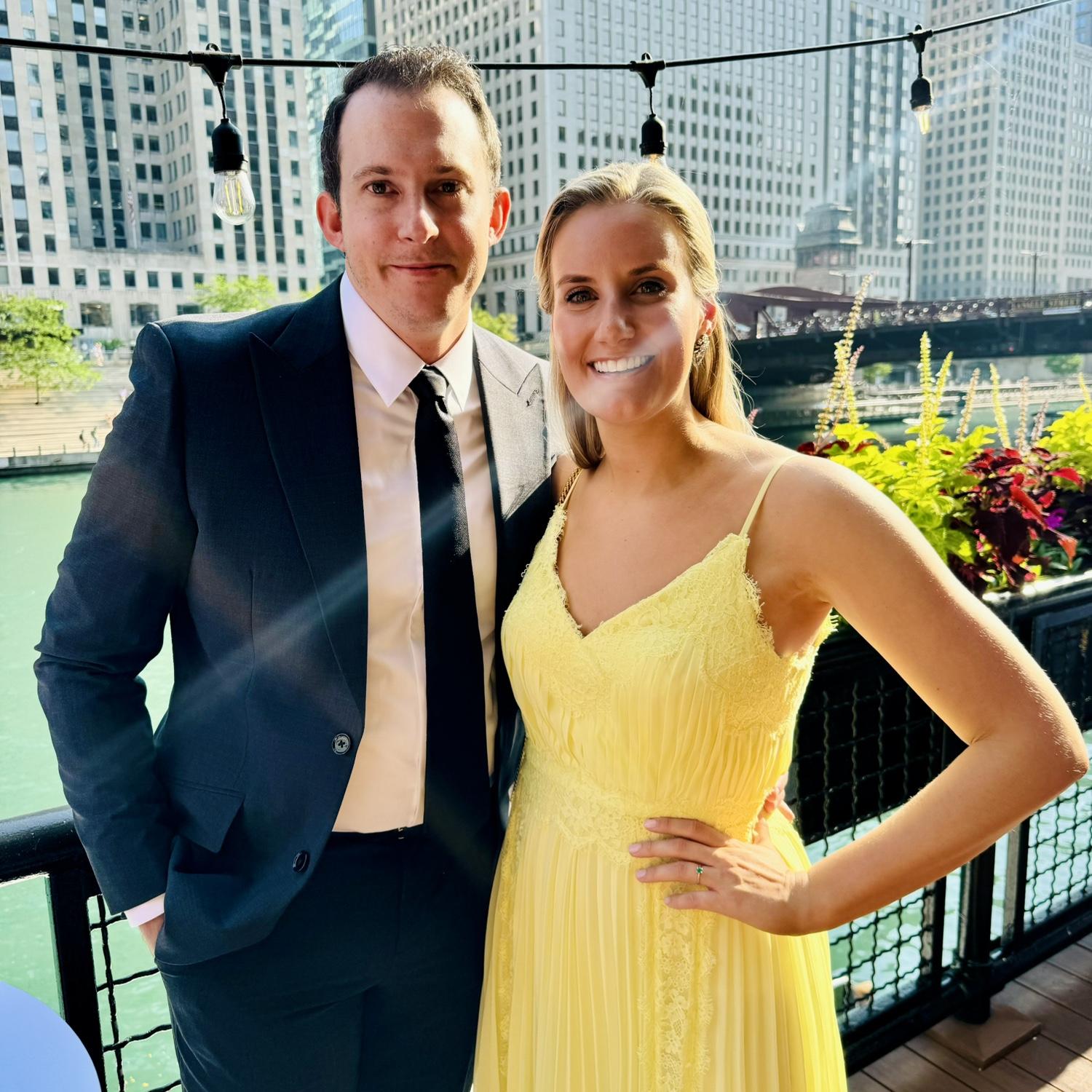 Celebrating in Chicago at the wedding of Riley and Jasmine Koval.