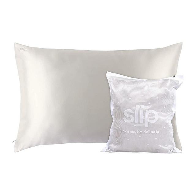 Slip Silk Love Me I'm Delicate Gift Set in White - Includes One Queen Size 100% Pure 22 Momme Mulberry Silk Pillowcase and Wash Bag - Silk Pillowcase for Skin and Health Benefits