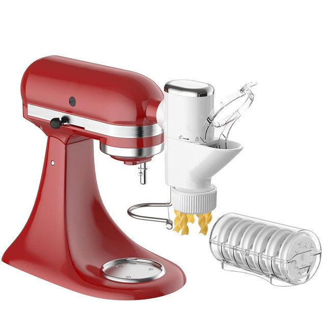 Gvode Pasta Press Attachment for Kitchenaid Stand Mixers - Gourmet Pasta Press Attachment for Kitchen aid with 7 Interchangeable Pasta Plates, Pasta Extruder Accessories