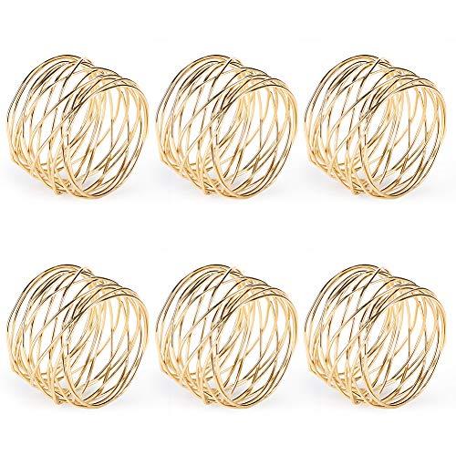 Accmor Metal Mesh Napkin Rings, Gold Napkin Rings for Dinner Party, Wedding, Birthday, Family Gatherings,6 Pack