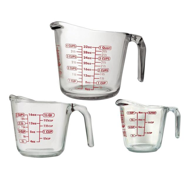 Anchor Hocking 3-Pieces Glass Measuring Cup Set