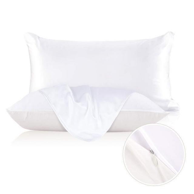 LilySilk Silk Pillowcase for Hair and Skin with Cotton Underside Standard 20x26 Inch White 1pc 19 Momme Gift Box