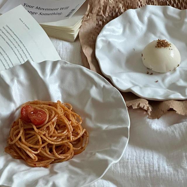 Gift-Ready Pleated Ceramic Plate Set | Handcrafted White Glazed Tableware | Microwave Dishwasher Safe Dinnerware | Elegant Gift for Her Him