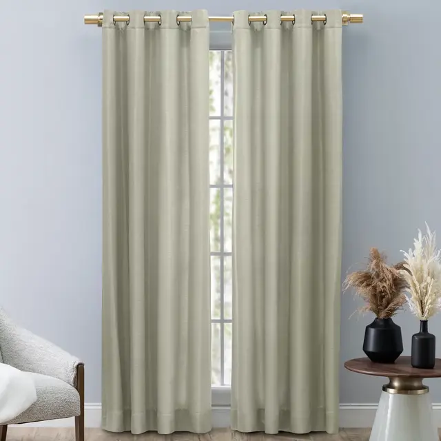 Ricardo Grasscloth Lined Grommet Panel 54x84 Silver Sage