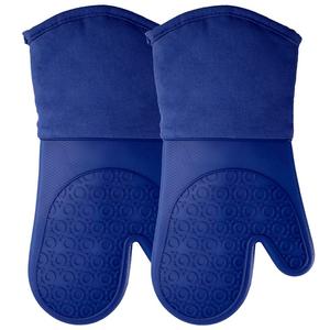 HOMWE - Homwe Silicone Oven Mitts with Quilted Cotton Lining - Professional Heat Resistant Pot Holders - Blue