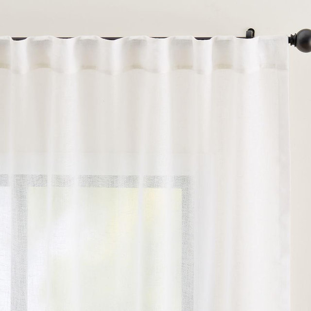 Emery Linen Sheer Curtain, White, 50" W x 120" L