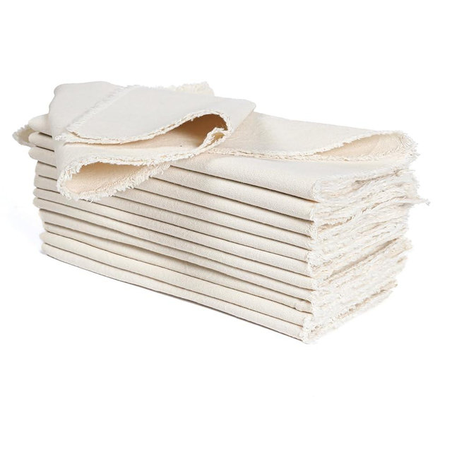 Ramanta Home Cloth Napkins Set of 12 Light Flax 18x18 Inch - Spring Soft & Durable Frayed Dinner Napkin for Easter Wedding, Birthday | Heavy Weight Fabric Table Linen for Everyday Use Family Dinners