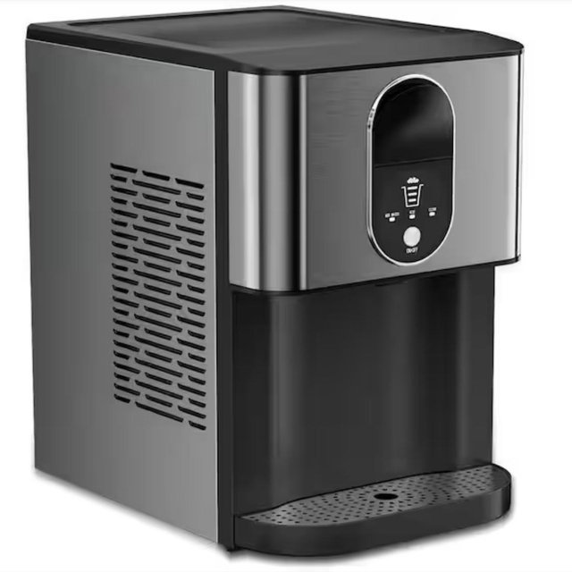 10.63 in. 44 lbs. Countertop or Portable Nugget/Pebble Ice Maker in Stainless Steel Black