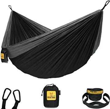 Wise Owl Outfitters Hammock Camping Double & Single with Tree Straps - USA Based Hammocks Brand Gear, Indoor Outdoor Backpacking Survival & Travel, Portable
