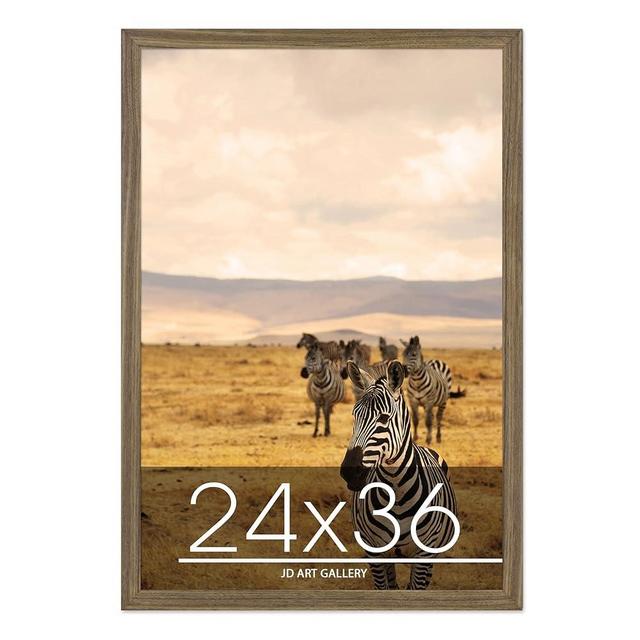 JD ART GALLERY Poster Frame 24x36 Oak Finish, Handcrafted with Eco-friendly Wood and Polished Plexiglass, Flexible Hanging in Horizontal or Vertical Format and Hanging Hardware Included