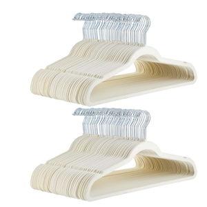 Amazon Basics Slim Velvet Non-Slip Suit Hangers - 100-Pack, Ivory