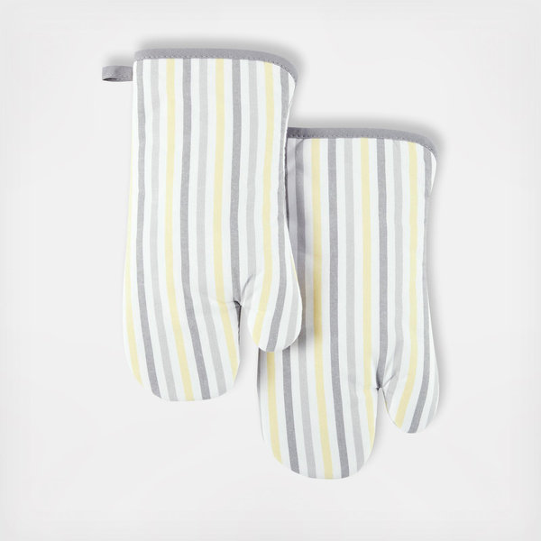 Daisy Stripe Oven Mitt Set