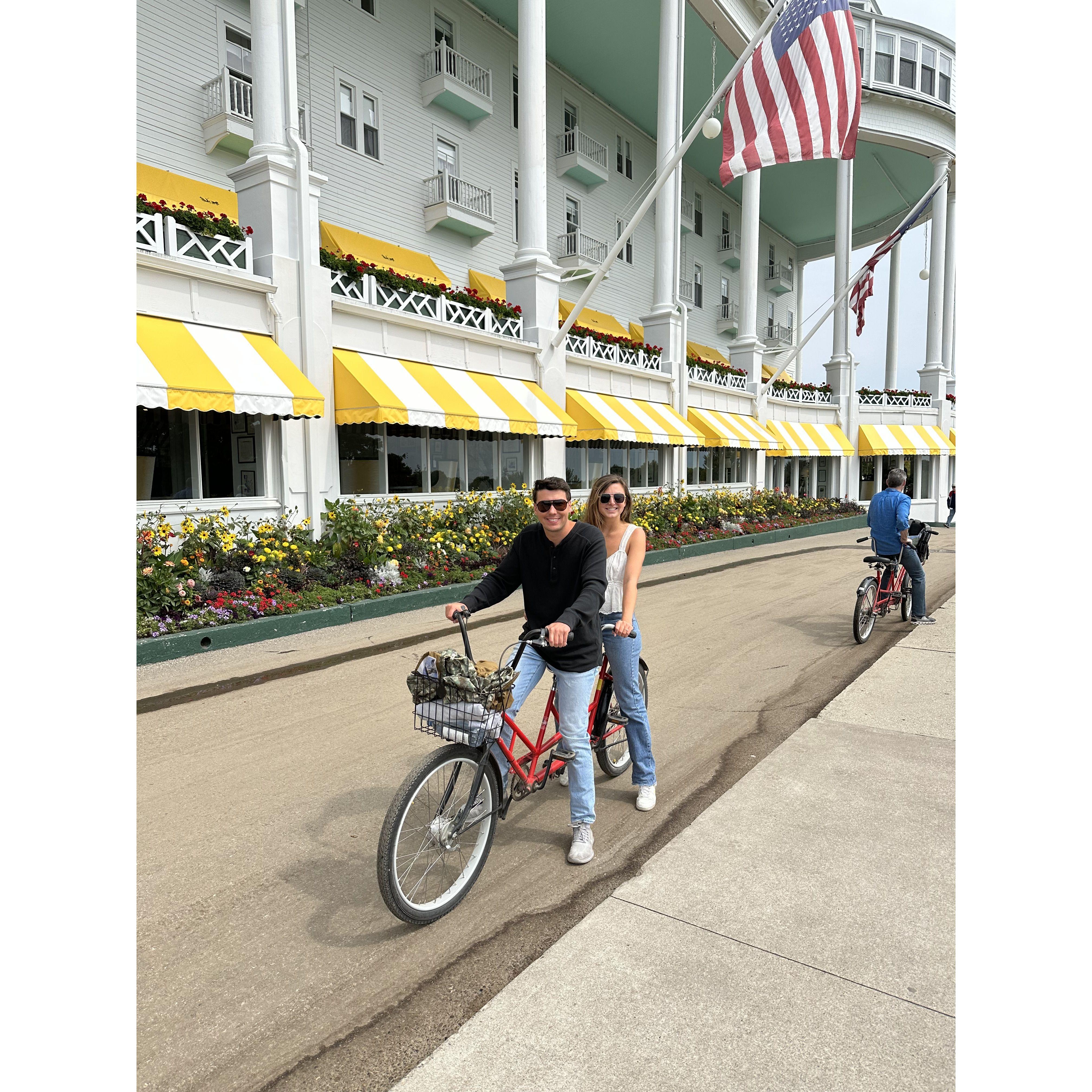 Tandem biking on Mackinac Island