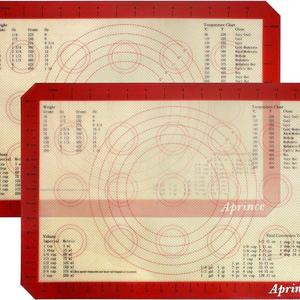 Aprince Silicone Baking Mat Set of 2 Half Sheet (Thick & Large 11 5/8" x 16 1/2") / Non-Stick Cookie Sheet / Non Stick Silicon Liner - Professional Grade (2) Burgundy