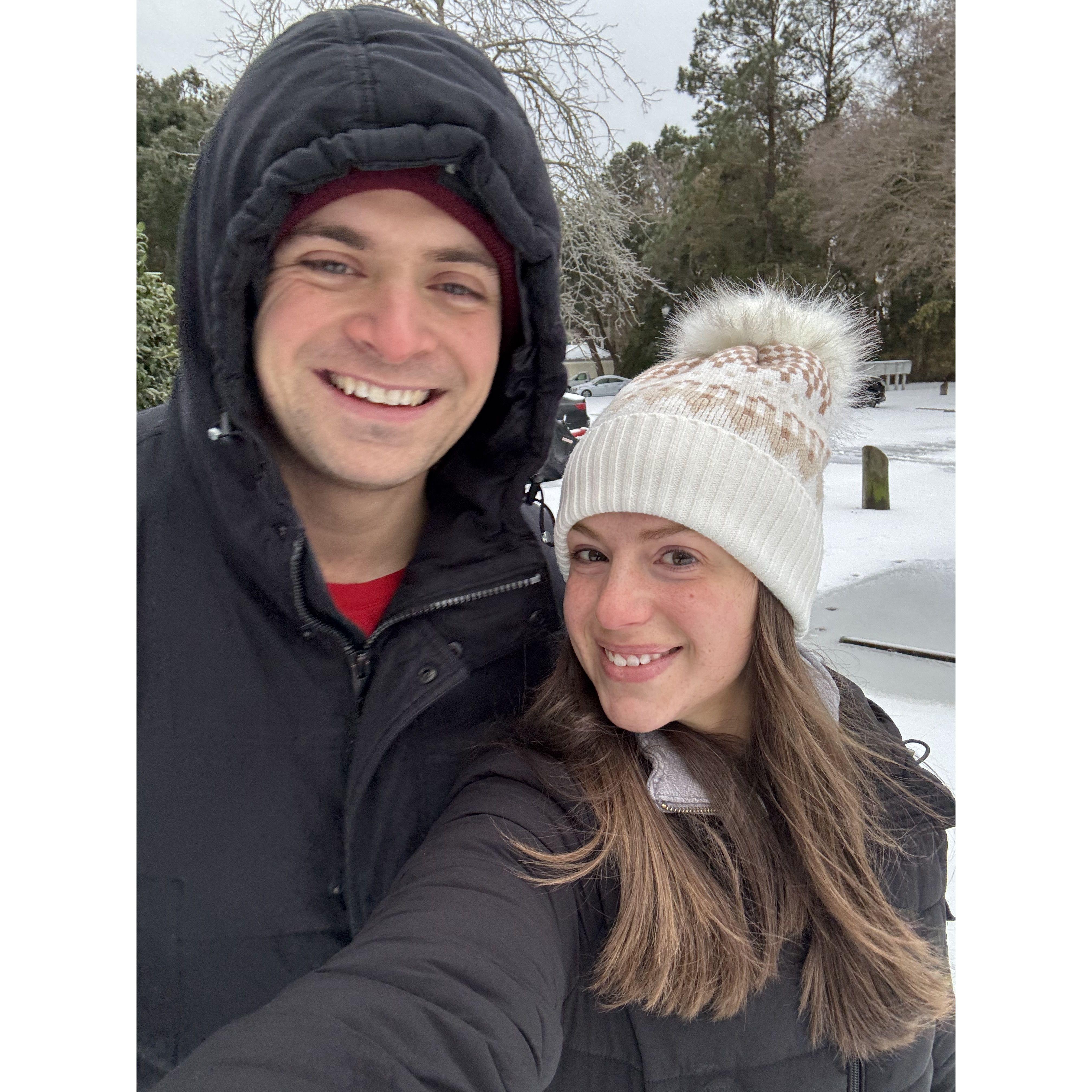Our first snow together in Charleston!