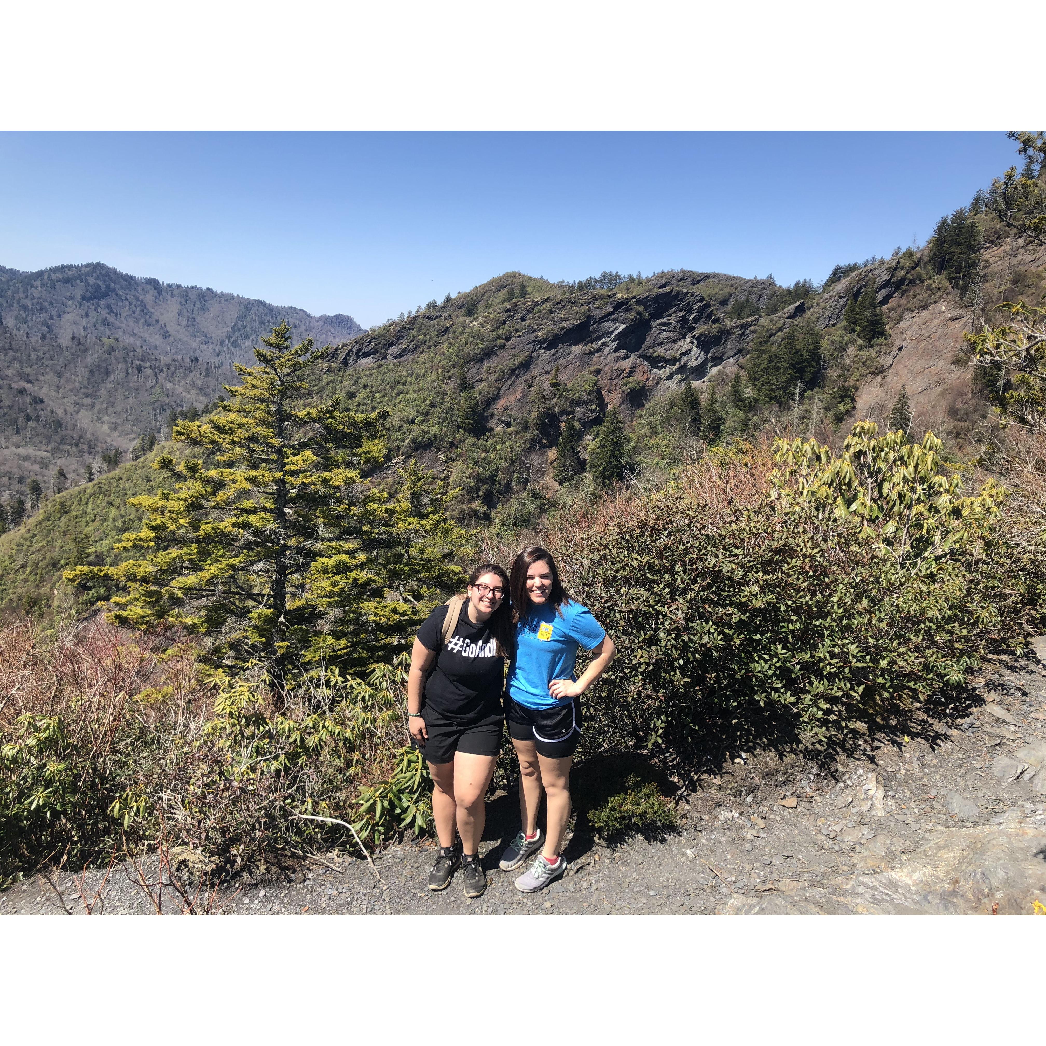 Our first photo together - Leading a college trip in the Smokey Mountains (why did someone have us lead a hike?! No idea)