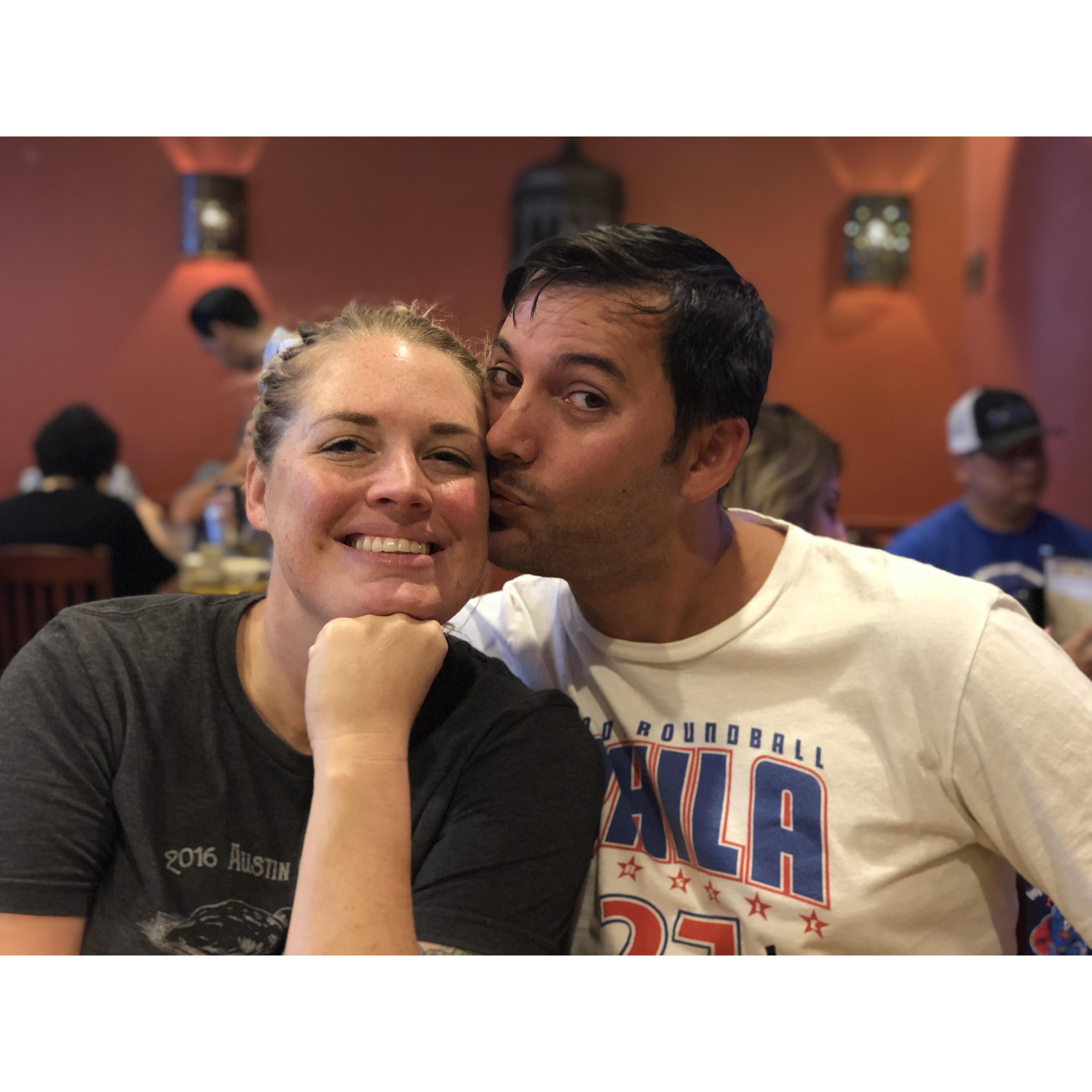 Eating all the tortillas at Casa Garcias