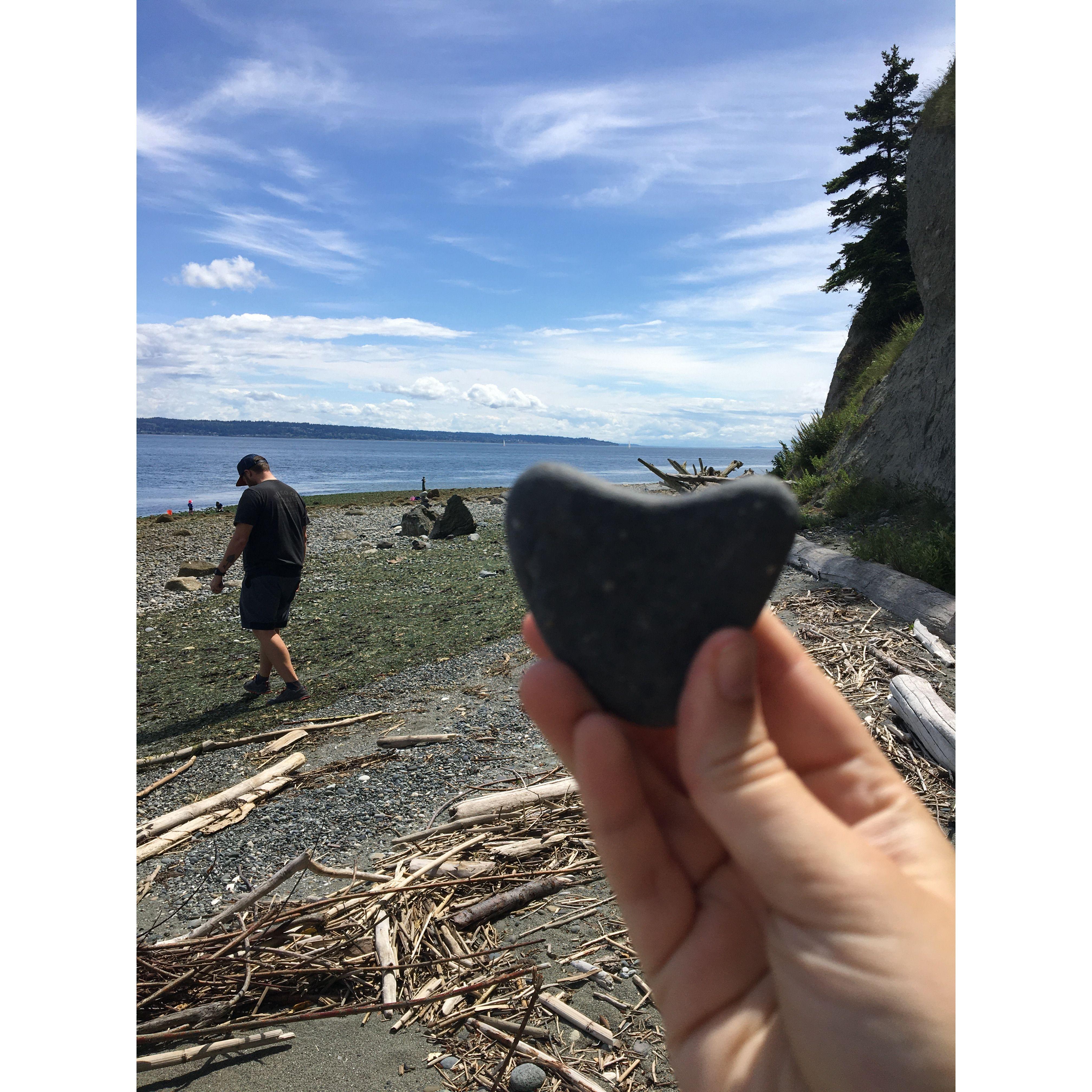 Heart rocks to say I love you on the Washington coast