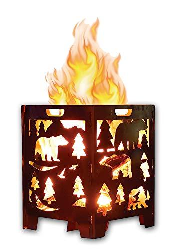 Bear Wood Burning Pit, Fire Pit, Burn Cage, Incinerator Barrel, Great for Patio and Outdoor Backyard Bonfire Heavy Duty Large 21 x 21 x 27 inch