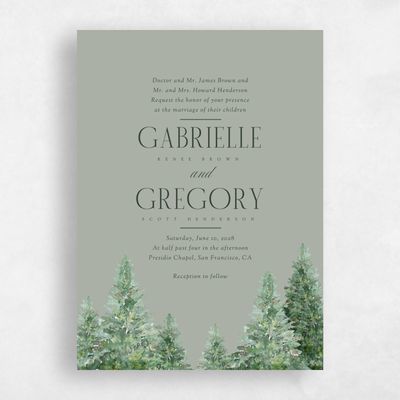 Pale Sage, Green Wedding Invitation - Balsam Portrait