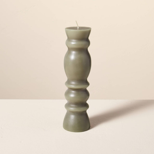 9"x2.5" Spindle Sculpted Candle Green - Hearth & Hand™ with Magnolia