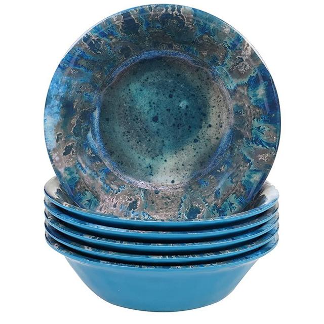 Certified International Radiance Teal Melamine 7.5" All Purpose Bowl, Set of 6