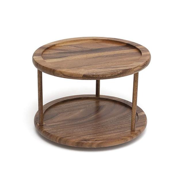 Lipper International 1302 Acacia Wood 2-Tier 10" Kitchen Turntable