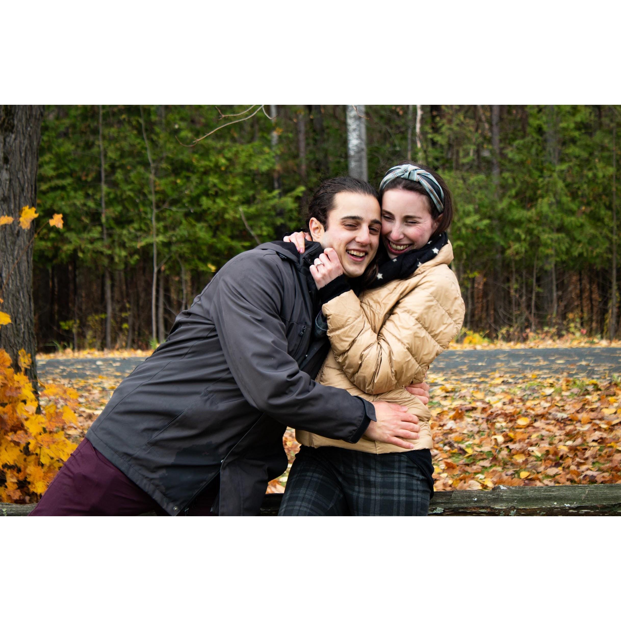 Giddy over his making her fall proposal dreams come true.