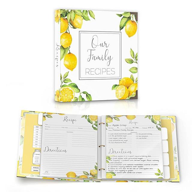 Recipe Binder To Create Your Own Recipe Book - 3 Ring, Full Page 8.5 x 11" Cookbook with 10 Dividers, 25 Double-Sided Recipe Cards, 50 Page Protectors & 30 Tab Labels - DIY Family Recipe Organizer Kit