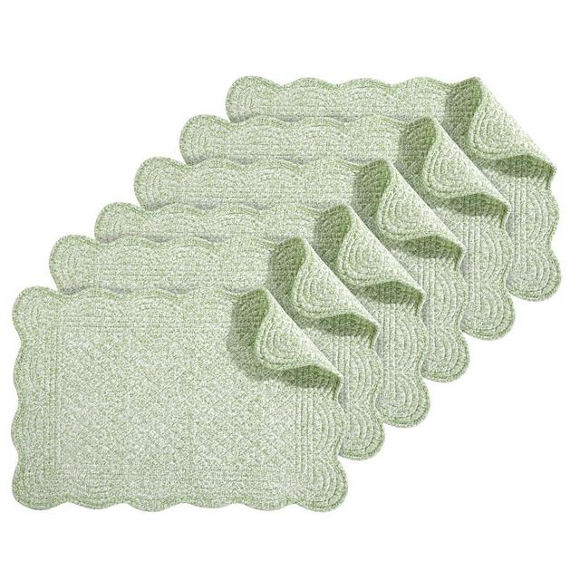 HOMBYS Quilted Placemats Set of 6 Washable-13x18 inches Rectangular Placemats for Kitchen Table-100% Cotton Fabric Rectangular Table Mats-Cotton