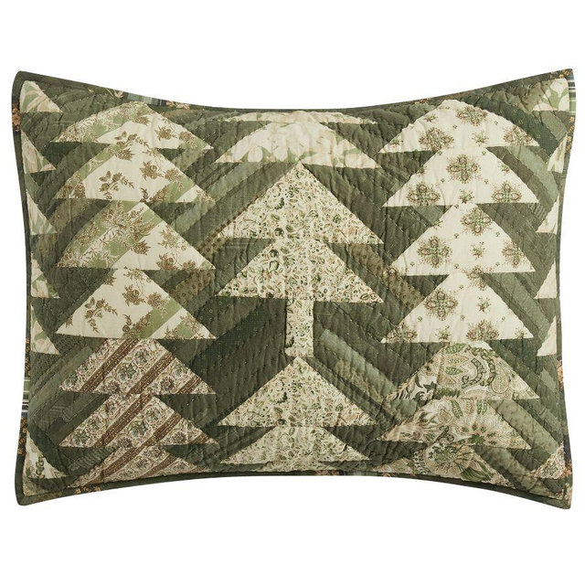 Winter Spruce Quilted Sham, Green Multi, Standard