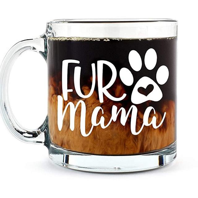 Fur Mama Cute Cat and Dog Mom Mug- Funny Pet Coffee Mug - 13OZ Glass Coffee Mug - Mugs For Women, Boss, Friend, Employee, or Spouse - Perfect Birthday Idea - By AW Fashions