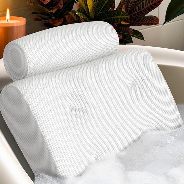 Everlasting Comfort Luxury Bath Pillow - Head, Neck, Back Support Cushion for Bathtub, Spa, Soaking