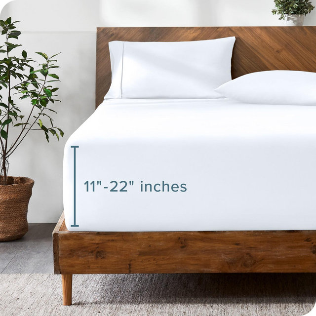 22 Inch Extra Deep Pocket Ultra-Soft Easy Care Fitted Sheet by Bare Home - King, White