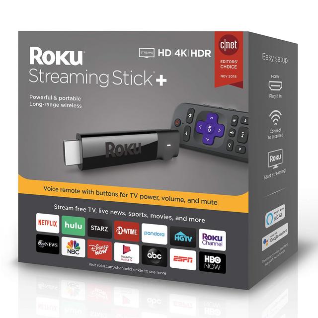 Roku Streaming Stick+ | HD/4K/HDR Streaming Device with Long-range Wireless and Voice Remote with TV Controls (updated for 2019)