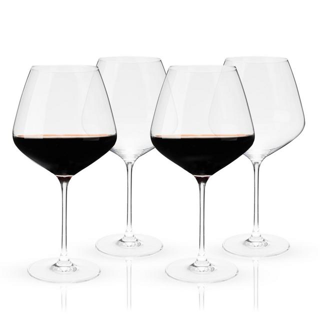 Viski Reserve Crystal Burgundy Glasses, Crystal Red Wine Glasses, Glassware, Stemmed Wine Glass Set, 31 Oz, Set of 4