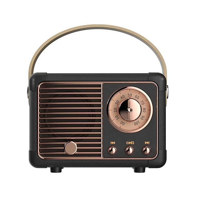 Retro Bluetooth Speaker, Vintage Decor,Dosmix Small Wireless Bluetooth Speaker, Cute Old Fashion Style for Kitchen Desk Bedroom Office Party Outdoor Kawaii Accessories for iPhone Android (Black)