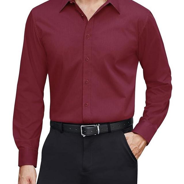 J.VER Men's Dress Shirts Stretch Stain Shield Long Sleeve Solid Formal Shirt Business Casual Button Down Shirts