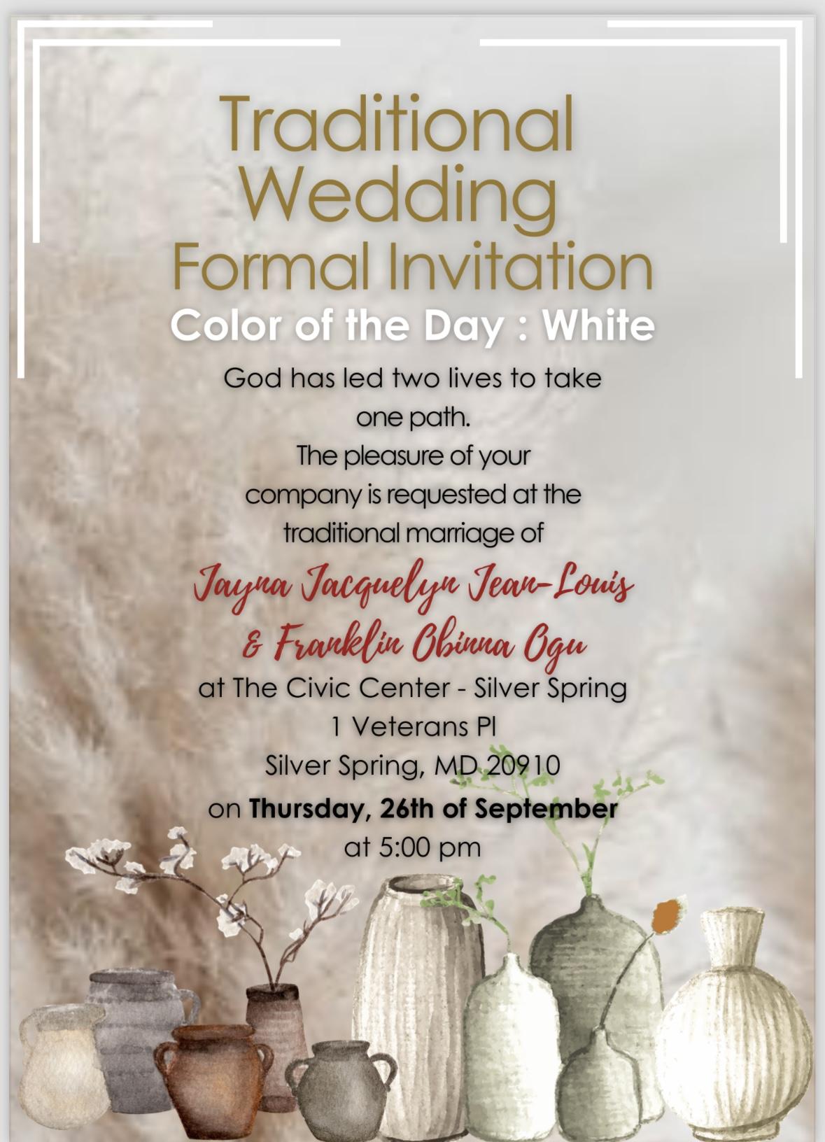 The Wedding Website of Jayna Jean-Louis and Franklin Ogu