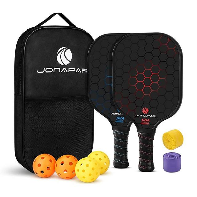 JONAPAR Pickleball Paddles, USAPA Approved Fiberglass Pickleball Paddles, Lightweight Pickleball Set of 2 Rackets and 4 Pickle Balls, Pickleball Paddle Gifts for Beginners & Professional