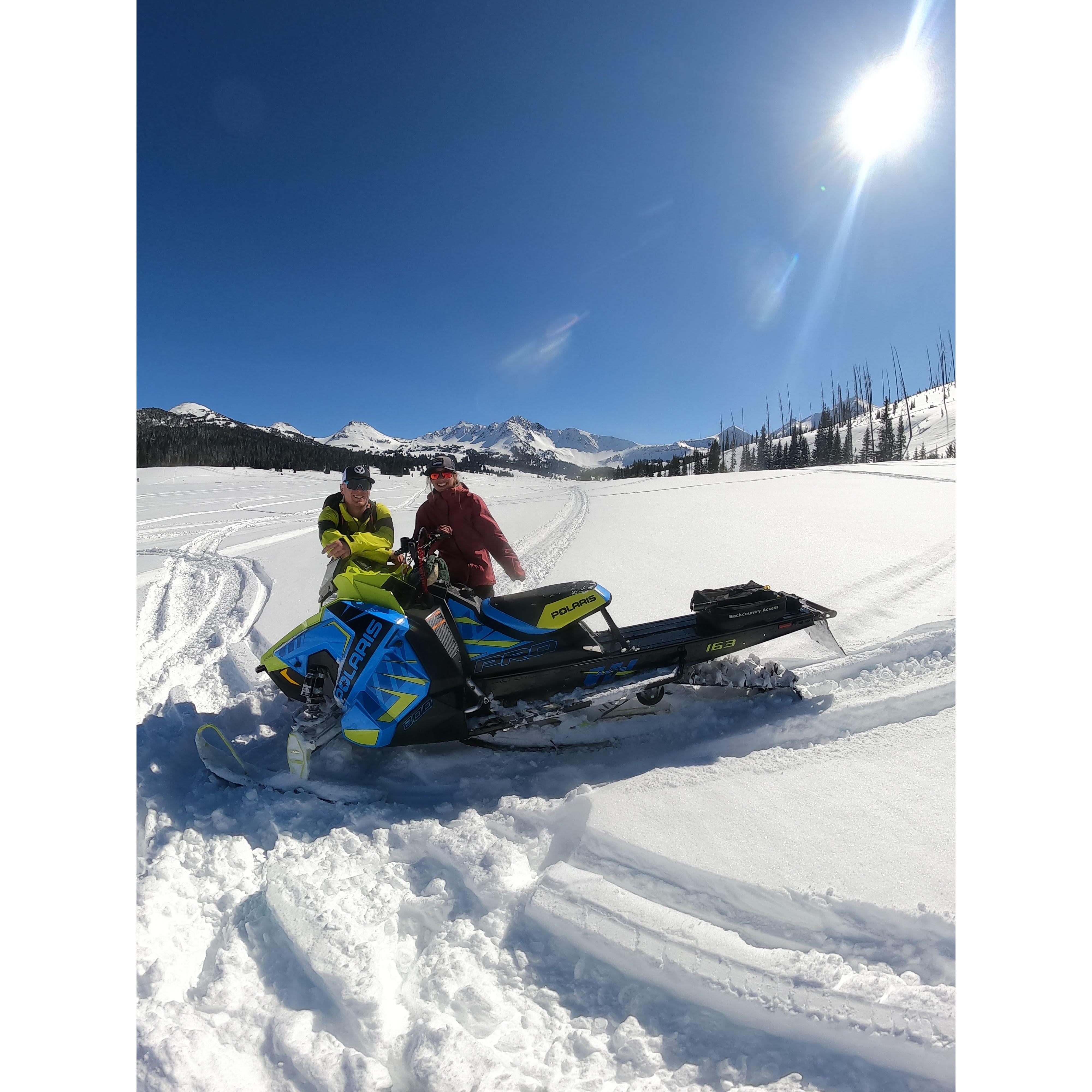 First big outdoor adventure together skiing the backcountry in Cooke City. Cody sent me into an avalanche and I buried his snowmobile multiple times...
