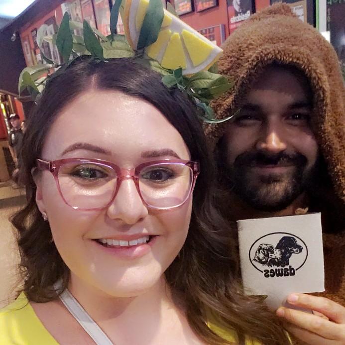 Here we are at a Dawes concert, one of our favorite bands, on Halloween. Johana was "When Life Gives you Lemons" and Abel was Chewbacca.
