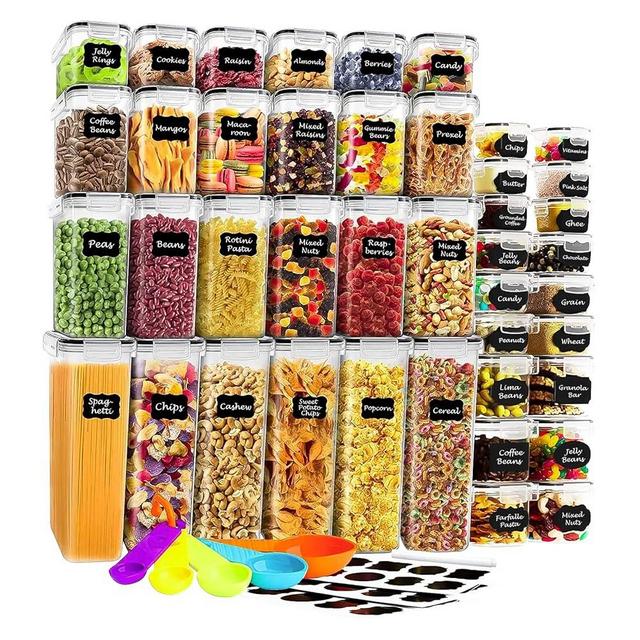 Lifetime Home 42 PACK Airtight Food Storage Containers Set with Lids for Kitchen & Pantry Organization - BPA-Free for Cereal, Pasta, Rice, Vegetables, Fruits & Flour - Markers & Labels Included