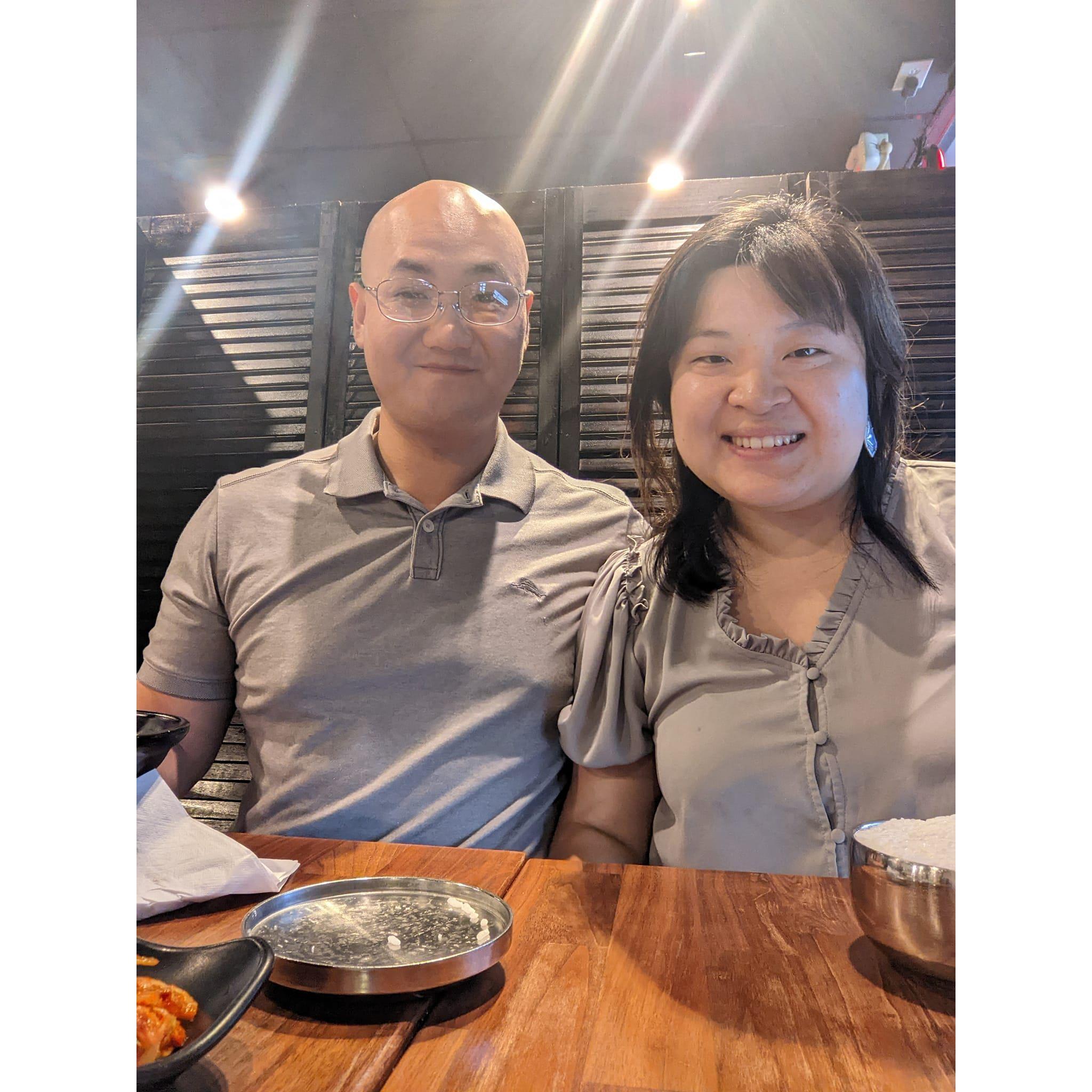 Celebrating Sam at a Korean Restaurant | We did not match on purpose