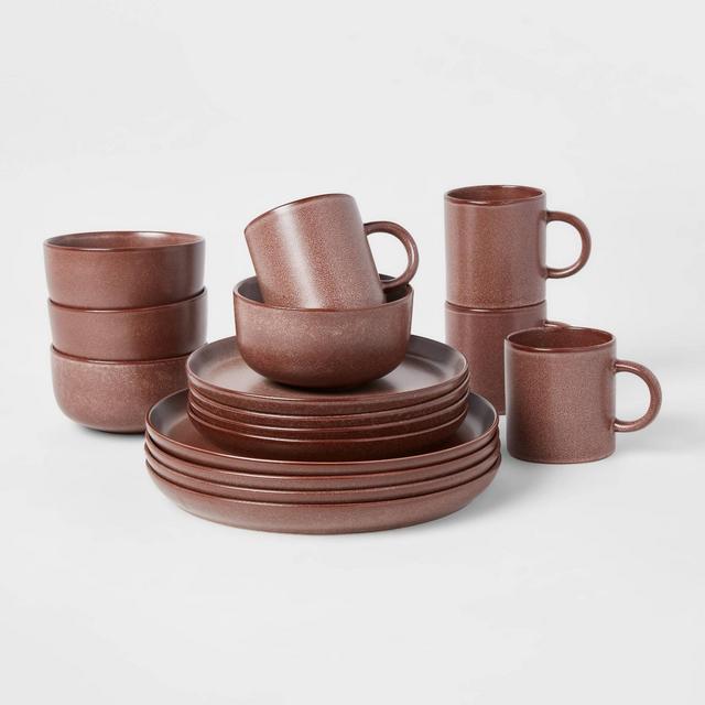 16pc Stoneware Tilley Dinnerware Set Brown - Threshold™