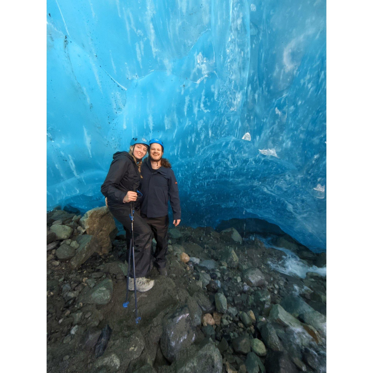 Second blue glacier ice cave of Wrangell-St. Elias National Park where I fell getting in