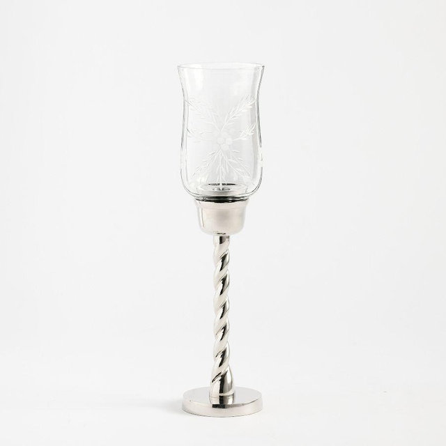 LoveShackFancy Etched Glass Tall Candleholder 16.25"