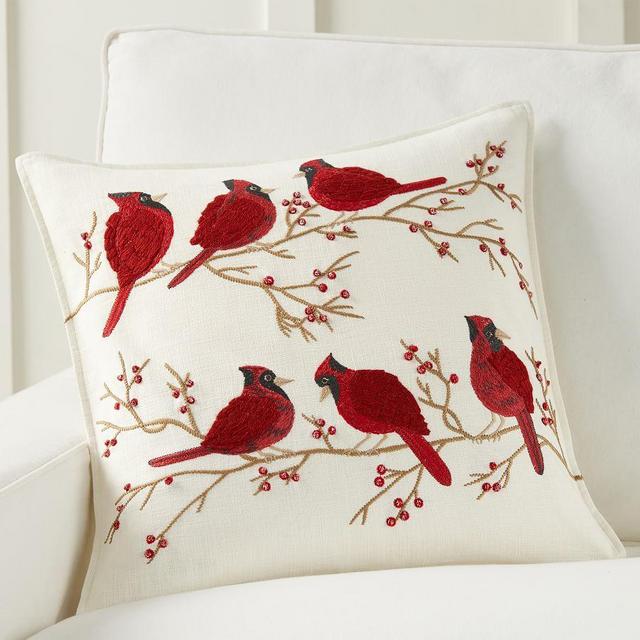 Cardinal Bird Pillow Cover, 20", Red Multi