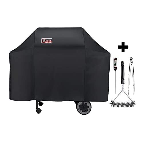 Kingkong 7573 / 7106 Grill Cover for Weber Spirit 200, 300 Series and Genesis Silver Gas Grill with Grill Brush, Tongs and Thermometer