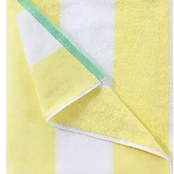 HENBAY Cotton Oversized Beach Towel - Large 70 x 35 Inch Pool Towel, Yellow Striped Quick Dry Swimming Cabana Towel